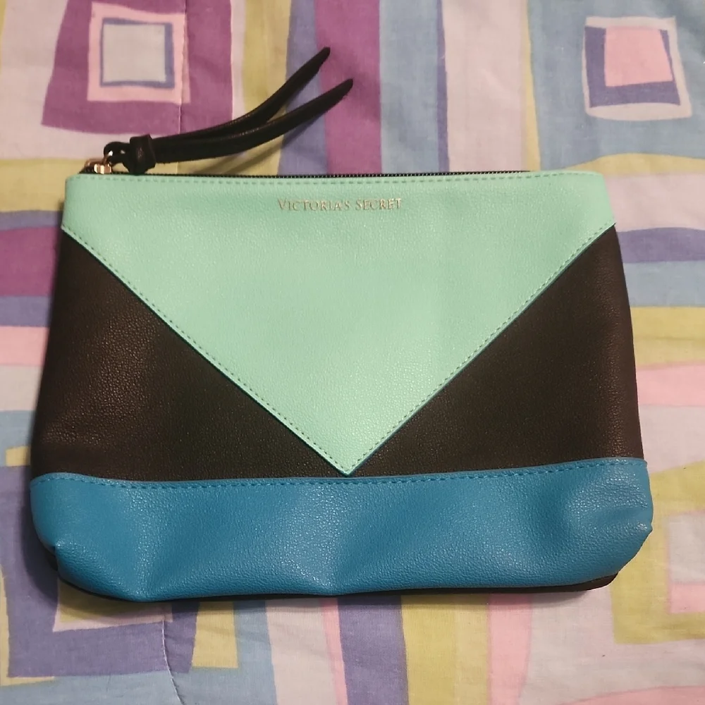 Victoria's Secret Black and Green Wristlet with Sleek Design